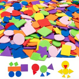700 Pieces Foam Shapes Stickers for Kids Crafts, Self Adhesive Foam Craft Geometric Stickers, Multicolor Preschool Foam Stickers (Round, Heart, Square, Triangle, Star)