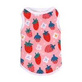 Pistha Pink Dog Shirts Cute Summer Dog Clothes Soft Pet T-Shirt Printed Puppy Shirt for Small Medium Dogs Cats Girl(Strawberry2,XS)