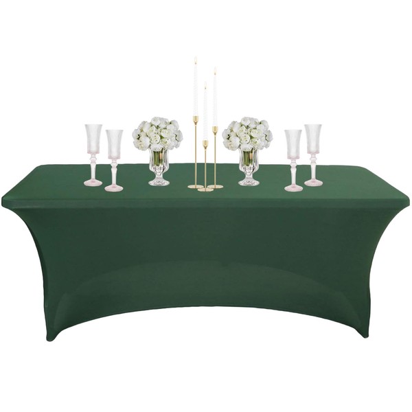 6ft Spandex Tablecloths Stretchable Tablecloth Dark Green for Rectangle Table,Washable