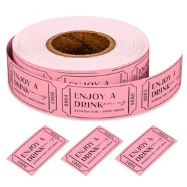JarThenaAMCS 1000Pcs Pink Drink Tickets Roll Single Raffle Tickets Party Ticket 2" x 1" for Events Wedding Parties Class Reward Fundraiser Prizes