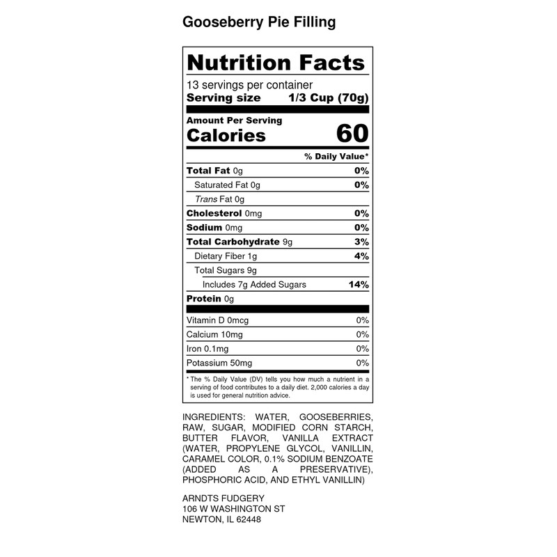 Amish Pie Filling - TWO 32 Oz Jars (Gooseberry)