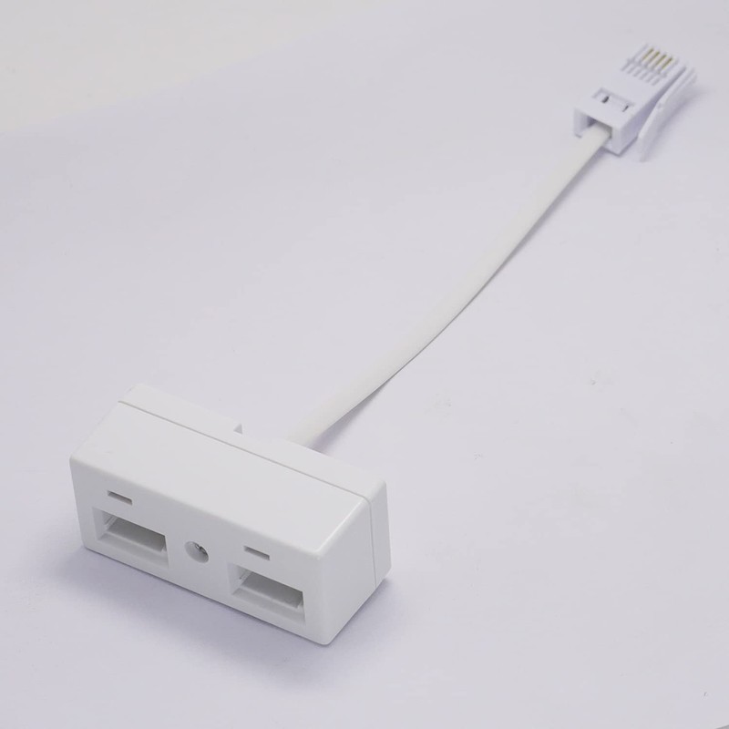 Casoter Double Telephone Socket Adapter, 1 BT Plug to Two