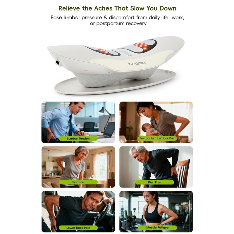 WARMSKY Smart Lower Back Massager with Soothing Warm Therapy &