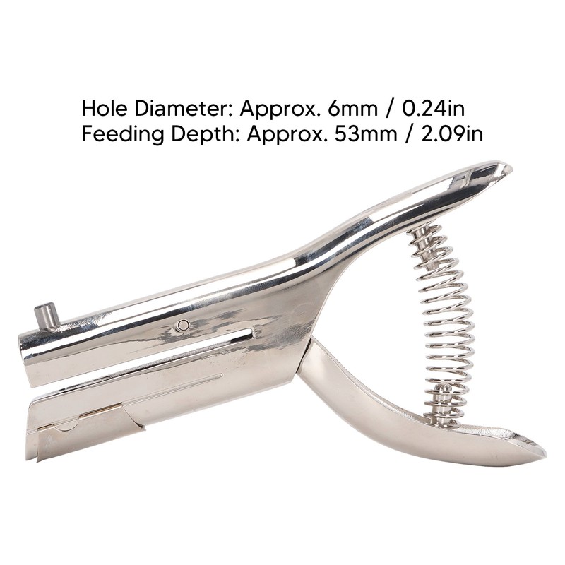 Heavy Duty Hand Held Hole Punch 6mm Dia Round Single