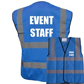 Event Staff Blue Hi Vis Viz Safety Vest Waistcoat, Reflective High Visibility Work Wear, Events, medium