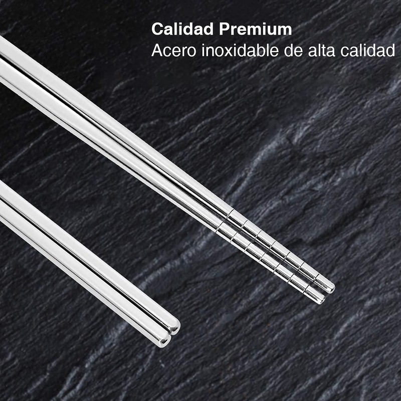 5 Pairs Stainless Steel Chopsticks Reusable Dishwasher Safe Lightweight and