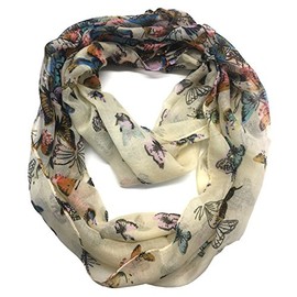 Top Fashionland Premium Soft Animal Print Butterfly Sheer Infinity Scarf Yellow