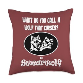 Funny Laughing Wolves Joke What Do You Call A Wolf Humor Throw Pillow
