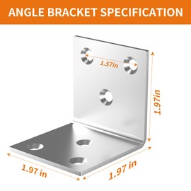 20Pcs Stainless Steel Angle Bracket, 2"x2"x2" Heavy Duty L Brackets for Wood, 50MM 2Inch Wide Corner Brackets Metal Corner Brace 90Degree L Shape Bracket for Wooden Frame Bed Furniture Bookshelf
