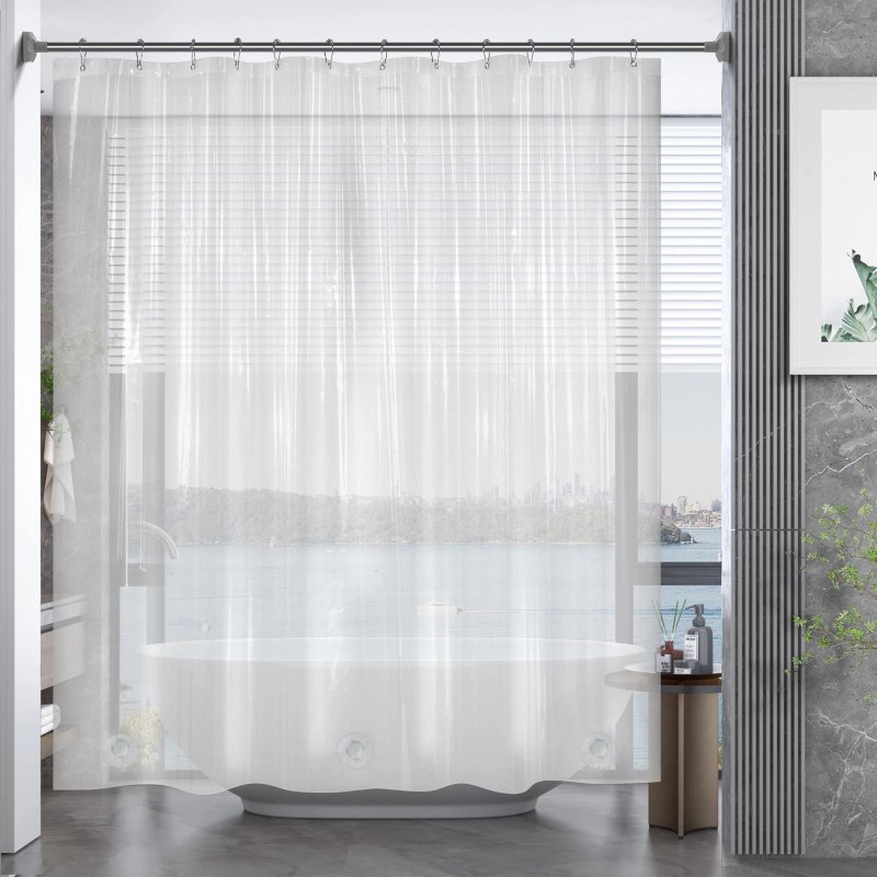 AmazerBath Plastic Shower Curtain Liner, 72 x 65 Inches EVA