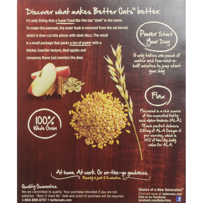 Post Better Oats Steel Cut Instant Oatmeal, whole grain, Apples