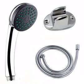 Shower Head with Hose and Holder, Shower Head 19 x 7 cm, Hand Shower, Economy Shower Head, Shower Head with Shower Hose, Shower Head, Stainless Steel, Universal, Water-Saving for Bathing