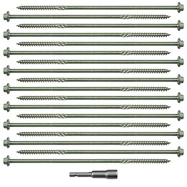 18 Pcs Timber, 6.3 x 200mm Timber Fixing, Hex Head, Coach Screws, Hex Washer Head for Wood for Outdoor Wood Frame Construction (6.3 x 200mm)