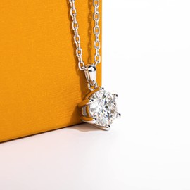 AimiIee 1CT Moissanite Pendant Necklace 925 Sterling Silver Necklace D Color VVS1 Necklace for Women with Certificate
