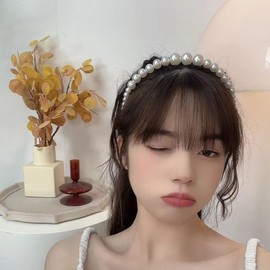 2 Pack Pearl Headbands for Wedding Headband for Women Pearl Accessories for Hair Hoop with Pearls Headband for Women Girls