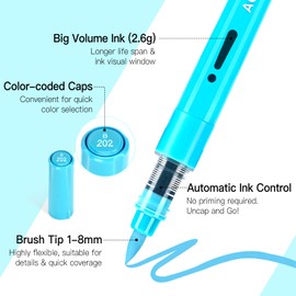 60 Colors Acrylic Paint Markers, Automatic Ink Control System with Soft Brush Tip Acrylic Paint Pens for Rock Painting, Canvas, Wood, Glass, Metal, Ceramic, Calligraphy, Card Making, DIY Crafts