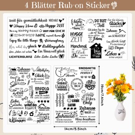Rub On Sticker Home, 4 Pieces Easy Rub Ons Foil Sayings for Raysin Keraflott Furniture Glass Wooden Blocks, Rub-On Transfer Sticker DIY Decoration Happy Home