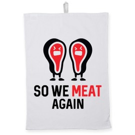 Hippowarehouse So we meat again Tea Towel Eco Printed Dish Cloth Kitchen accessory 50cmx70cm 100% Cotton