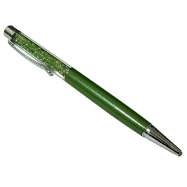 L&L®NEW QUALITY CRYSTAL BALLPOINT PEN WITH CRYSTAL ELEMENTS PENS +REFILL+POUCH BAG GIFT (Olive)