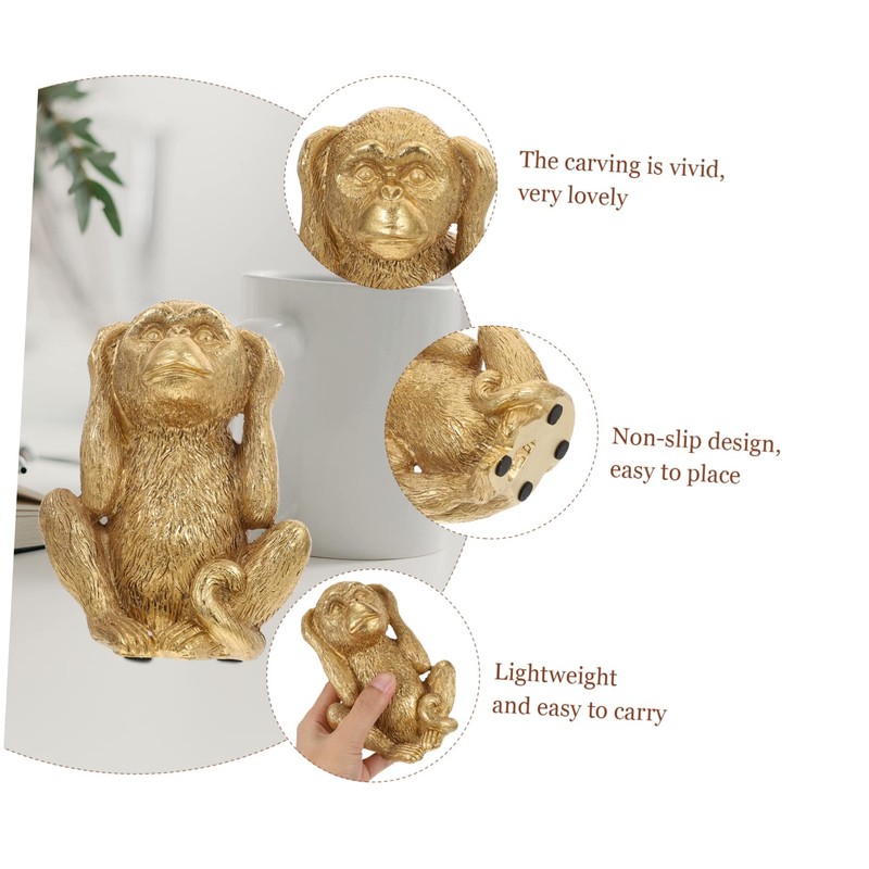 MAGICLULU Resin Monkey Adornment Monkey Decor for Office Tabletop Resin