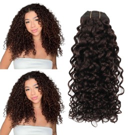 Sassina Natural Wave Clip in Extensions Human Hair Thick Remy Hair Extensions Clip ins Dark Brown Double Weft Brazilian Human Hair Extensions Full Head for Women 7Pcs 120G 16 Inch