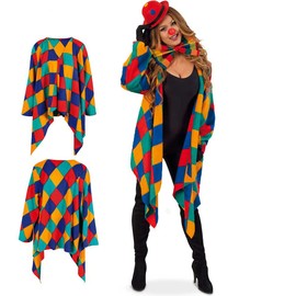 Carnival Devil Costume Set Clown 5-Piece Vest with Matching Bow and Mini Melon, Gloves and Clown Nose Fun Bird Casper