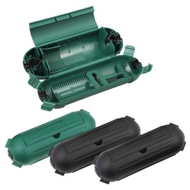 DEWENWILS [4 Pack] Outdoor Extension Cord Safety Cover, Weatherproof Electrical Connection Box, Adjustable Compartment for AWG 12/14/16 Cords, Protect Holiday Decoration Lights and Plugs, Black+Green