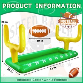 Inflatable Football Field Cooler Football Party Drink Cooler and 2 Pcs Inflatable Football Football Beach Balls Inflatable Cooler Buffet for Football Party Favors for Birthday Sports Party Decorations
