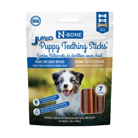 N-Bone Jumbo Puppy Teething Sticks Peanut Butter Flavor Dog Treats, 7 Count 7.28-oz Bag