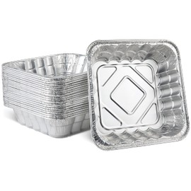 PLASTICPRO Disposable 10'' X 10'' X 3'' Inch Square Aluminum Tin Foil Baking Pans Bakeware - Cookware Perfect for Baking Cakes, Breads, Brownies, Bread, Meatloaf, Lasagna, Pack of 25