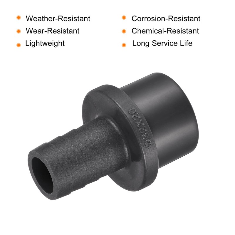 sourcing map PVC Pipe Fitting 20mm Barbed x 32mm OD