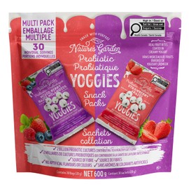 Nature's Garden Probiotic Yoggies Multi Pack, 21oz (Strawberry 15x0.7 oz + Mixed Berry 15x0.7 oz) Yogurt Covered Healthy Snack, High Fiber, Real Fruit Pieces, No Artificial Ingredients, for Adults