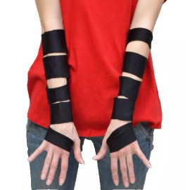 Trixy Xchange Cut Out Gloves Black Arm Sleeves Covers Steampunk Costume Festival Distressed