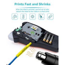 UniPlus Compatible for Brother HSe-631 HSe631 HS-631 HS631 11.7mm Black on Yellow Heat Shrink Tube Label Tape Work for PT-E300 E500 E550W P750WVP E800W P900 P900W P950NW (0.46 in x 4.92 ft)