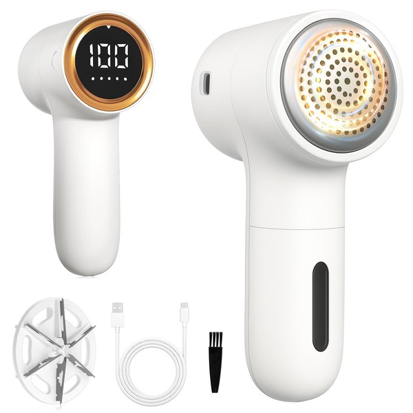 Fabric Shaver and Lint Remover, Rechargeable Sweater shaver with LED