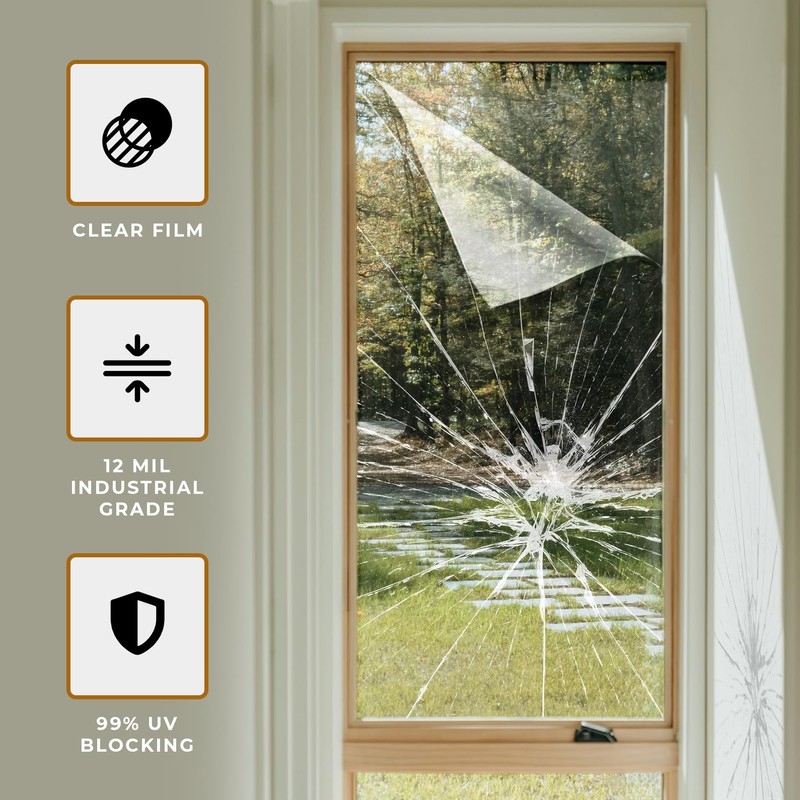 VViViD 12 Mil Clear Vinyl Shatterproof Safety Window Film (60