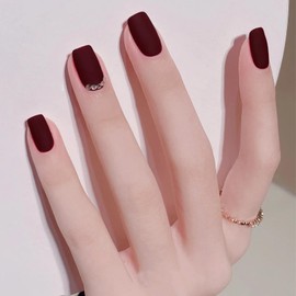 COSMOO Cherry Red Matte Nail Polish, Wine Red Quick Dry Nail Lacquer for Nail Art Varnish, Mist Effect Matte Finish Velvet Air Dry Nail Polish-10ml (0.34 fl oz)