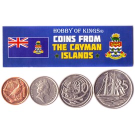 Hobby of Kings Circulated Caymanian Coins - Unique, Commemorative World Money Sets - Gifts for Collectors - Collection of 4 (1972, 1 Cent, Metal, Seller/Uncertified)