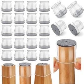 Ansible 24 Piezas Protectores para Patas de sillas, Silicona Antideslizantes para Muebles，Protección el Suelos Duros，Almohadilla de Fieltro，Pequeño(Ajuste 23-32.9mm)