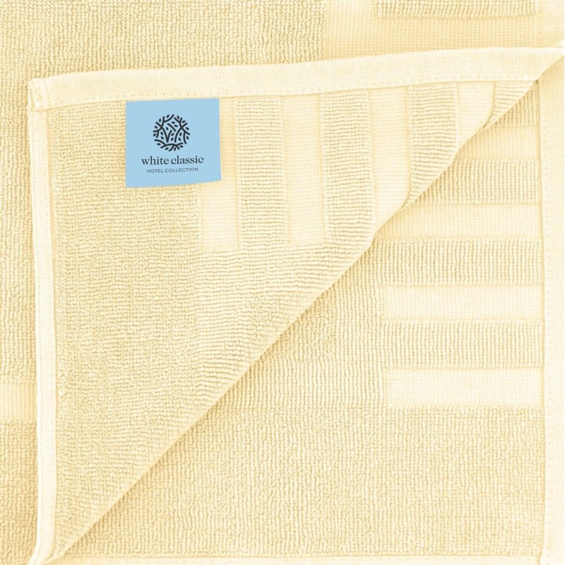 White Classic Luxury Bath Mat Floor Towel Set - 100%