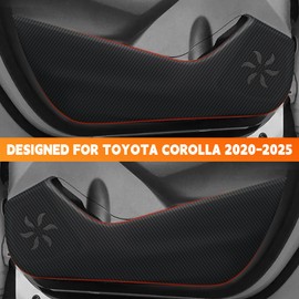 Car Door Anti Kick Pad Cover Compatible with Toyota Corolla 2020-2025, Door Scratch Protector Molding Trim, Interior Dirty Collision Stickers for Corolla 2020-2025, Carbon Fiber Leather (4Pcs/Set)