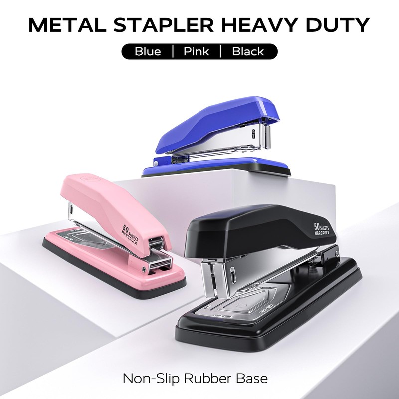 Marsrock Desktop Stapler, Swing-Arm Swivel Stapler, 50 Sheet Capacity, 2000