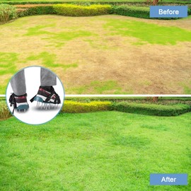 Yosoo Health Gear Lawn Aerator with Wheels, 1 Pair of Lawn Aerators, Lawn Aerator Shoes, Lawn Aerator with 4 Adjustable Straps and Plastic Buckle for Lawn Yard