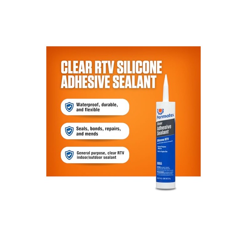 Permatex Sellador de Silicona Transparente RTV 80855, 11 oz