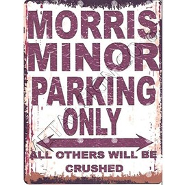 MORRIS MINOR PARKING SIGN SMALL 6x8in 15x20cm RETRO VINTAGE STYLE tin wall art shed workshop garage classic cars