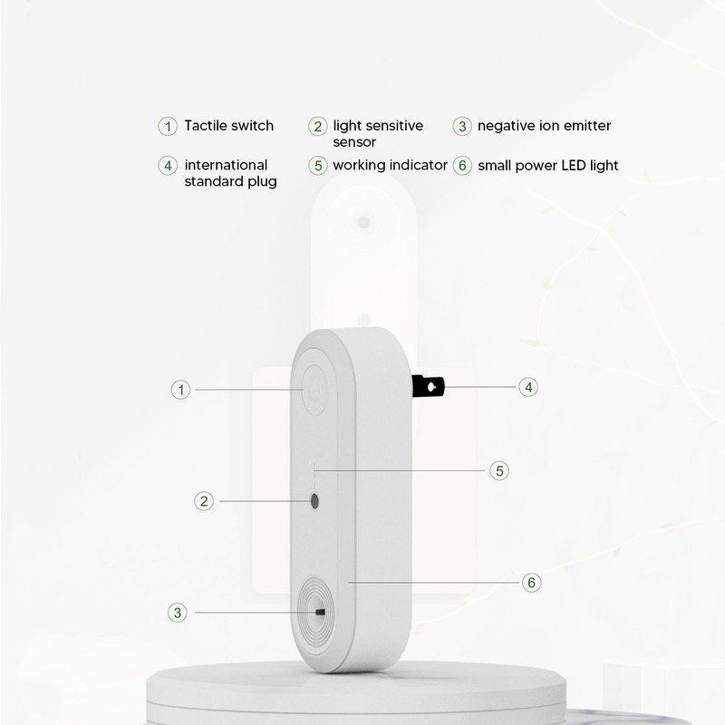 Plug in Air Purifier LED Smart Sensor Smoke Formaldehyde Removal