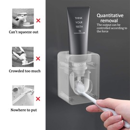2 Pieces Automatic Toothpaste Dispenser with Wall Mounted,Kids Hands Free Toothpaste Squeezer,Waterproof,Dust Free and Trackless Installation,Tooth Paste Dispenser Holder for Bathroom,Children,Adults