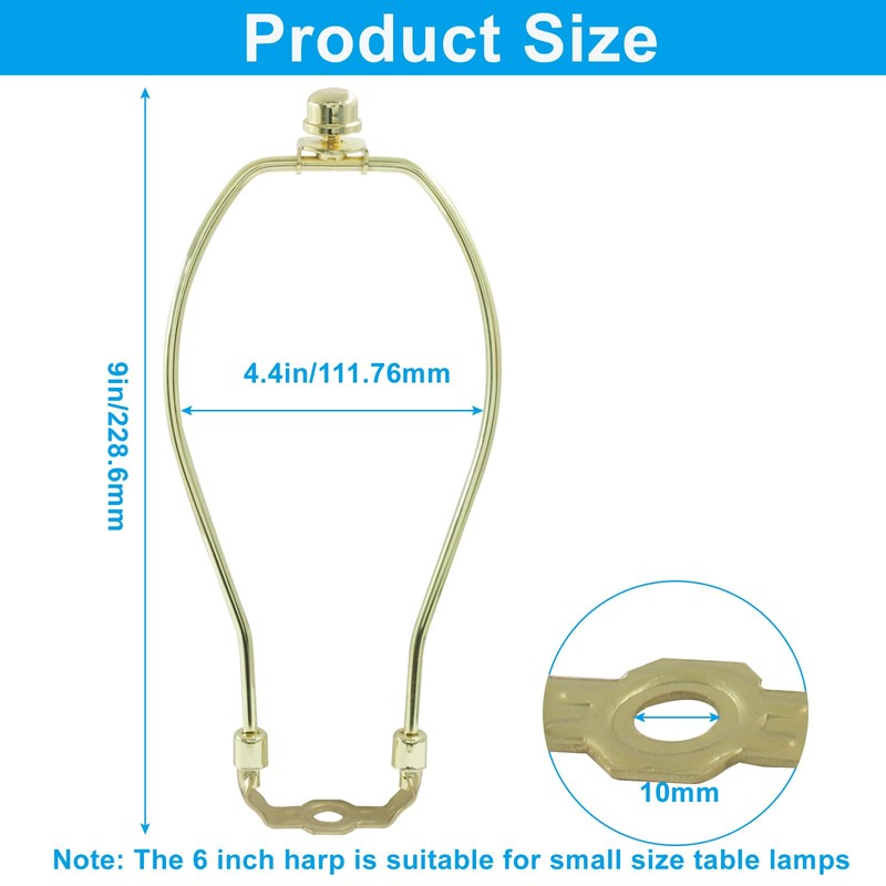 Zorveiio 9 Inch Heavy Duty Lamp Harps, 2 Set, Polished