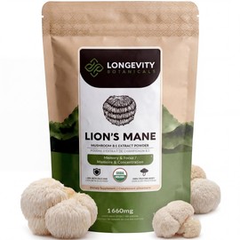 ORGANIC LIONS MANE EXTRACT Premium High Potency 100 USDA Certified Organic Fruiting Body 2 MONTH SUPPLY by Rejuva                                     