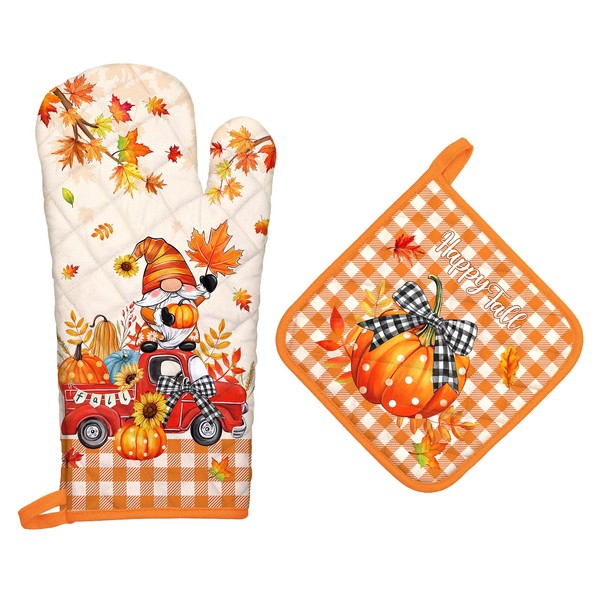 Arquiel Fall Pumpkin Gnome Oven Mitts and Pot Holders Sets